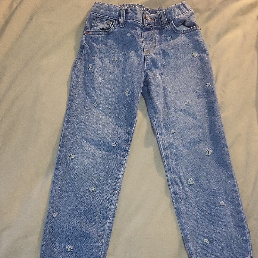 Cat & Jack Blue Straight Leg Jeans with Playful Embroidery.